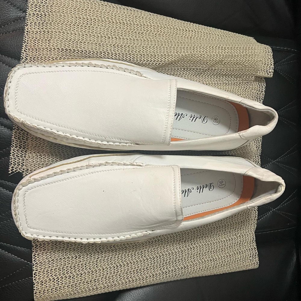 Men's White Leather Loafers